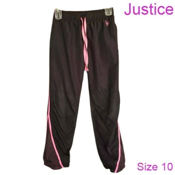 Justice Girls Everyday Jogger Fleece Lined Track Pants Black Pink size 10 NWOT - Picture 1 of 7